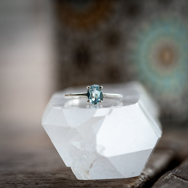 Oval Cut Blue Topaz Ring