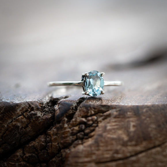 Oval Cut Blue Topaz Ring