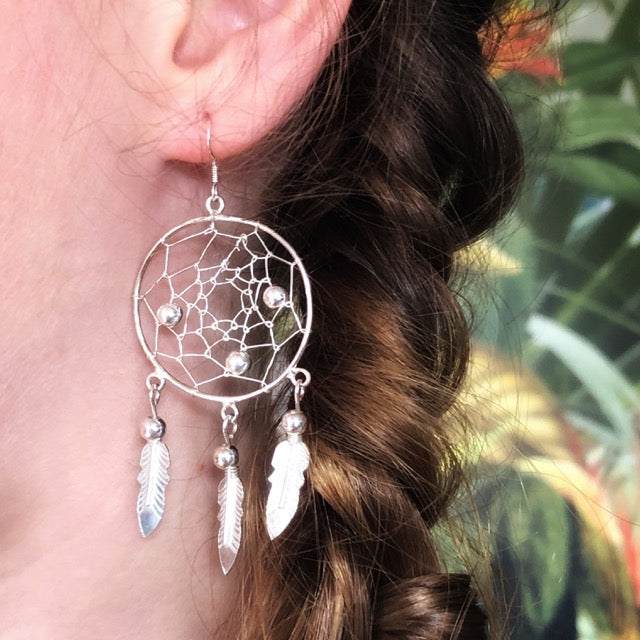 boho dreamcatcher earrings sterling silver jewellery nz