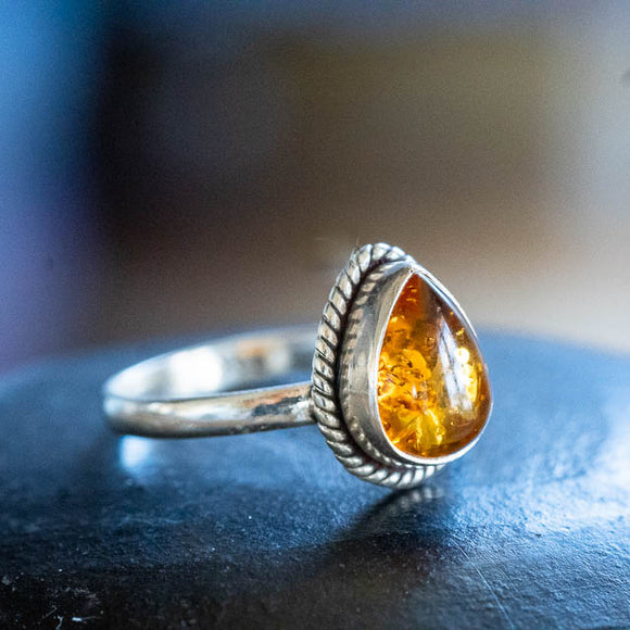 Amber Drop Ring