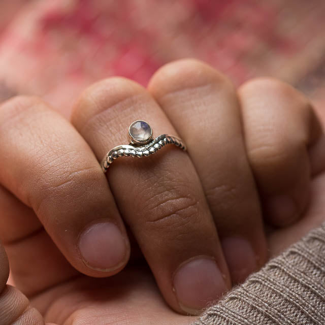 Cyan Moonstone Ring