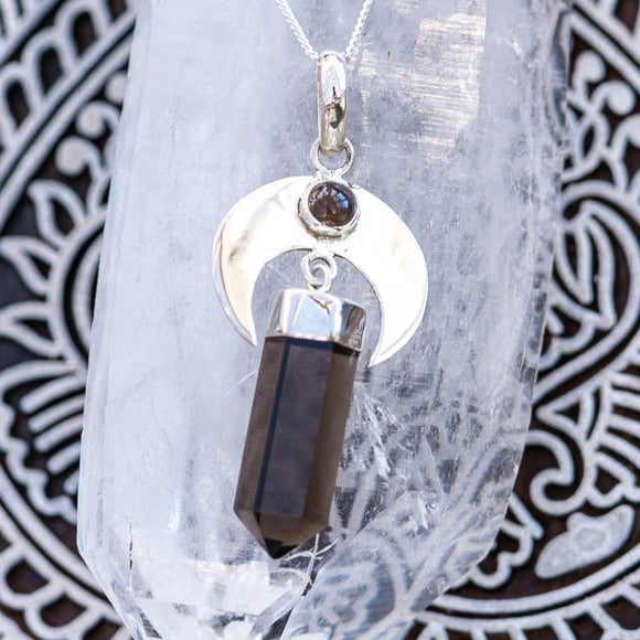 Smoky Quartz Moon Necklace