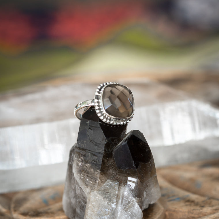 Cut Smoky Quartz Ring
