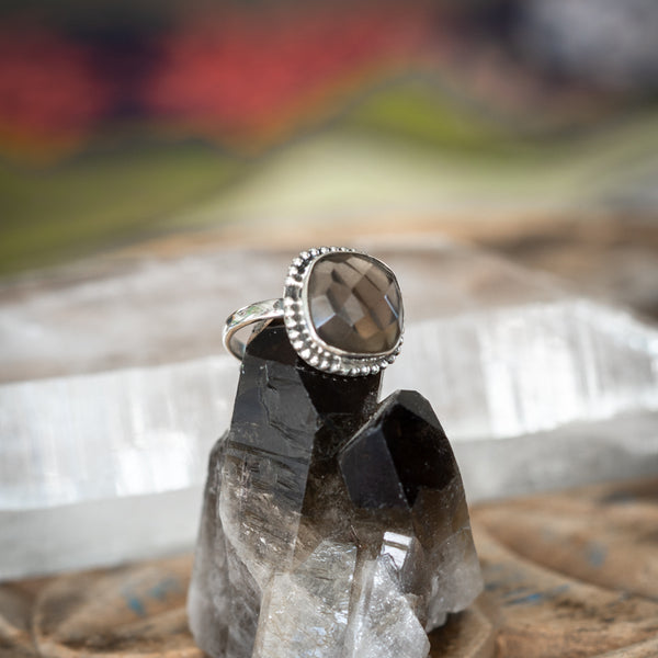 Large smoky quartz on sale ring