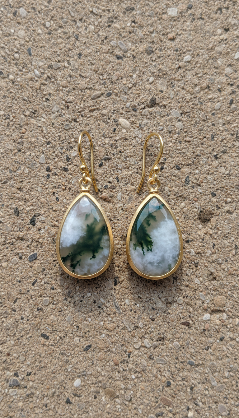 Moss Agate Drop Earrings