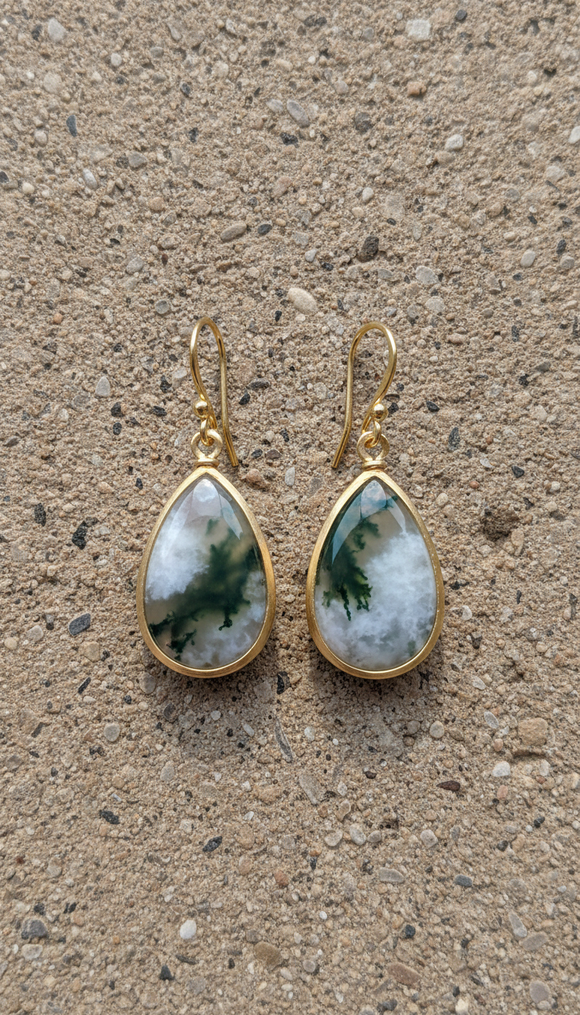 Moss Agate Drop Earrings
