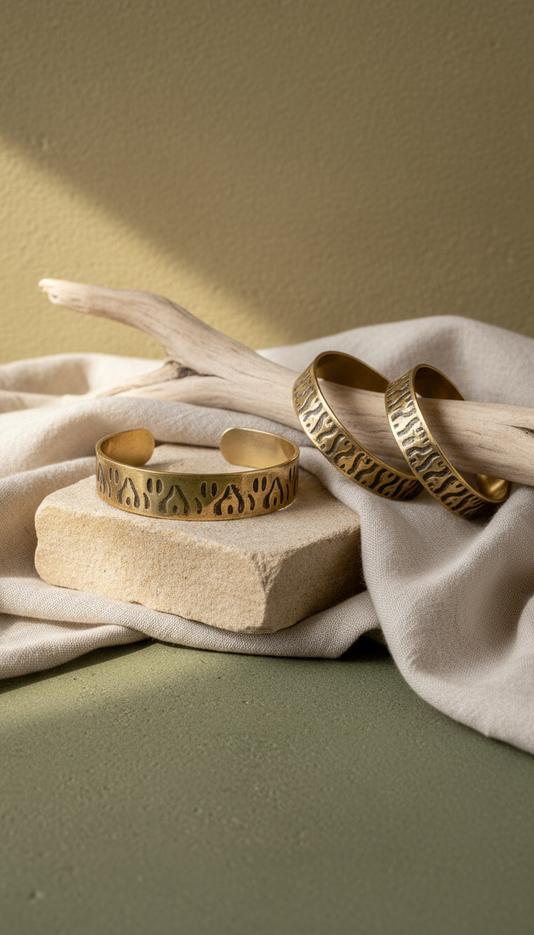 Hand-stamped Brass Cuff