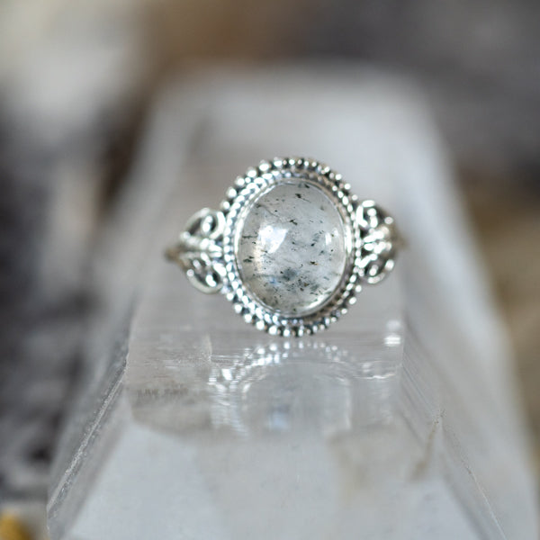 Large Oval Black Rutile Ring