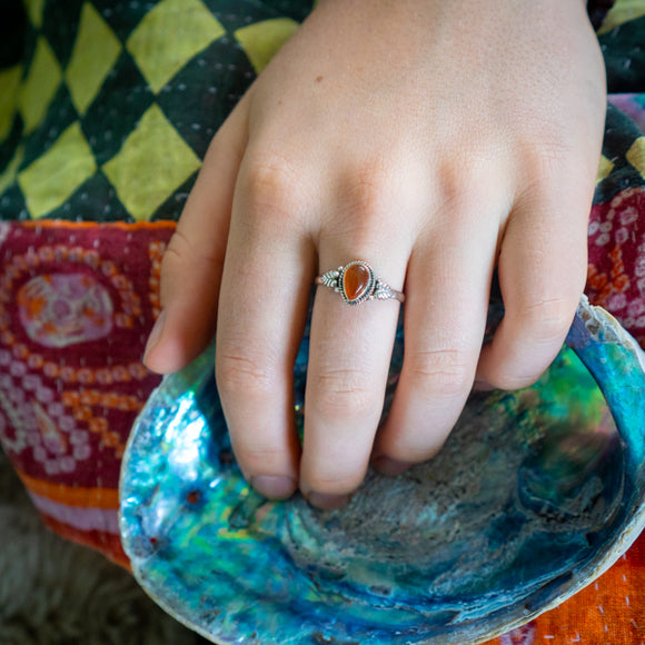 Carnelian Leaf Ring