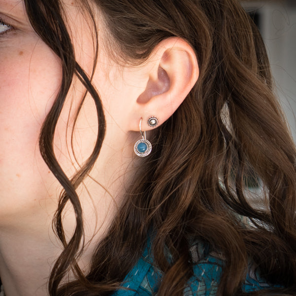 Circle Chalcedony Blue Earrings