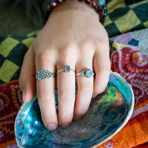 Moonstone Leaf Ring