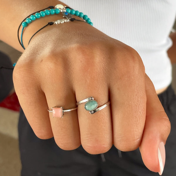 Square Pink Opal Ring