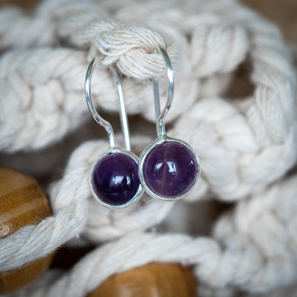 Round Amethyst Earrings