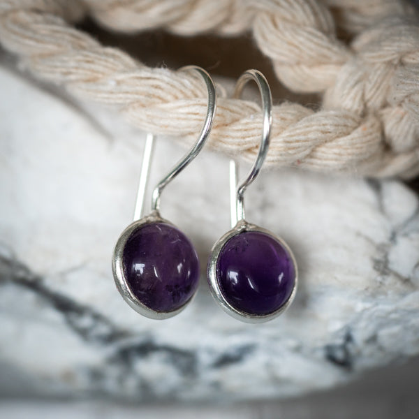 Round Amethyst Earrings