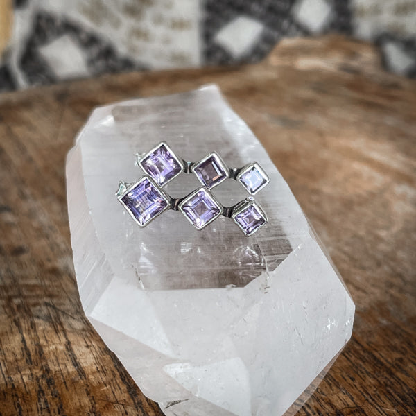 Amethyst Triple Earrings