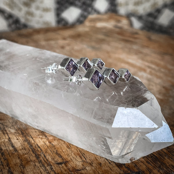 Amethyst Triple Earrings