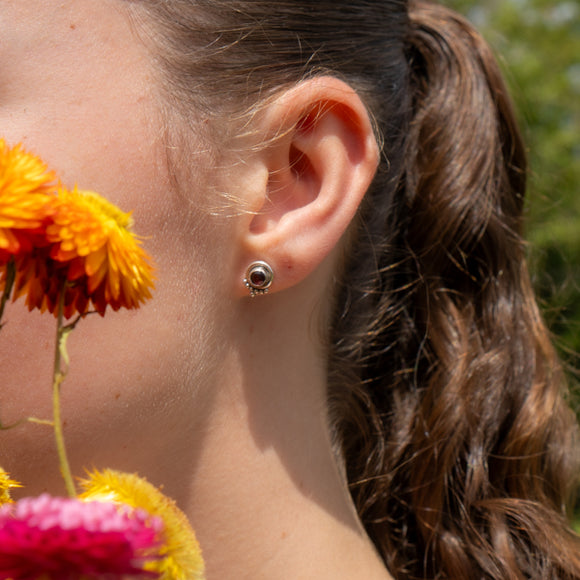 Dainty Garnet Studs