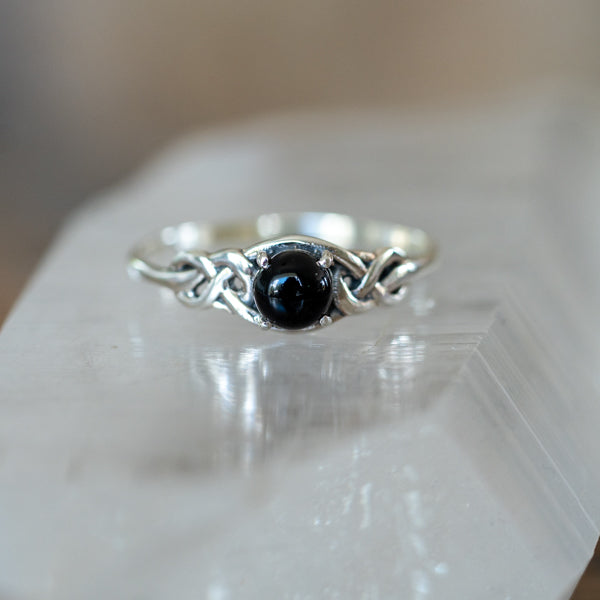 Celtic Knot Black Onyx Ring