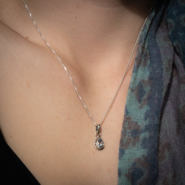 Dainty Pear Cut Blue Topaz Necklace