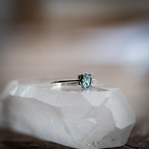 Oval Cut Blue Topaz Ring
