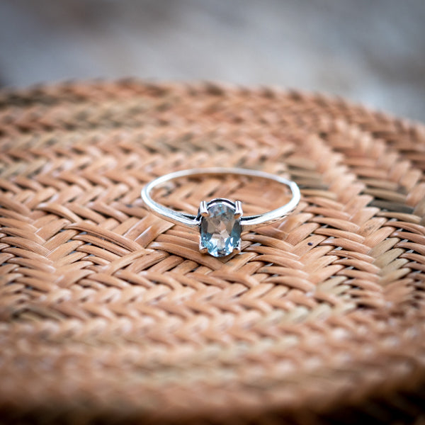 Oval Cut Blue Topaz Ring