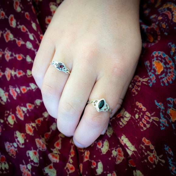Celtic Knot Garnet Ring