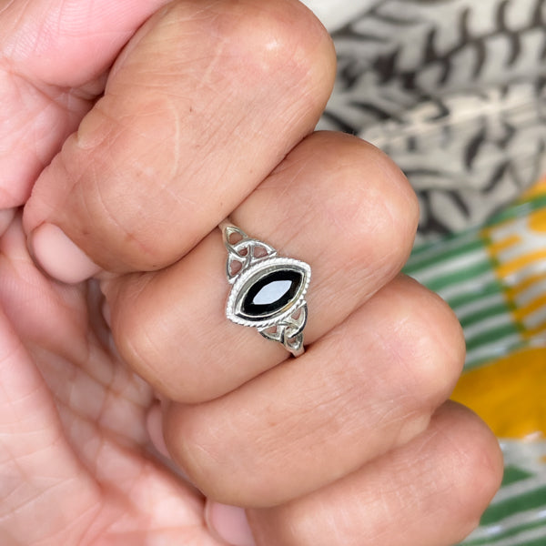 Celtic Black Onyx Ring