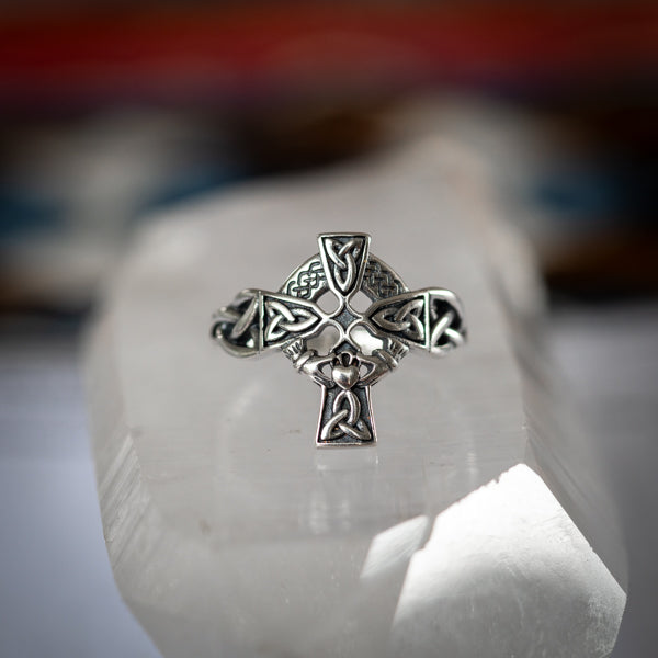 Celtic Claddagh Cross Ring