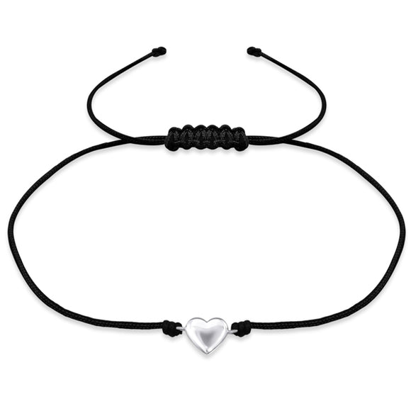 Silver Heart Cord Bracelet