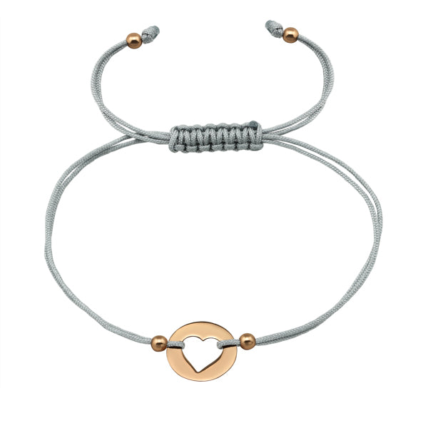 Rose Gold Heart Corded Bracelet