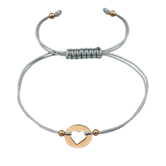 Rose Gold Heart Corded Bracelet