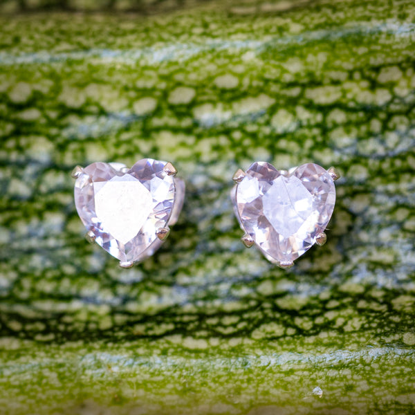 Cubic Zirconia Heart Studs