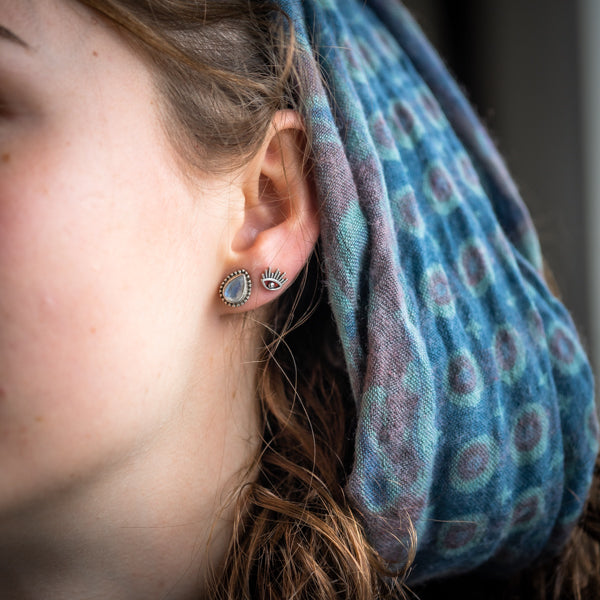 Rainbow Cutstone Pear Studs