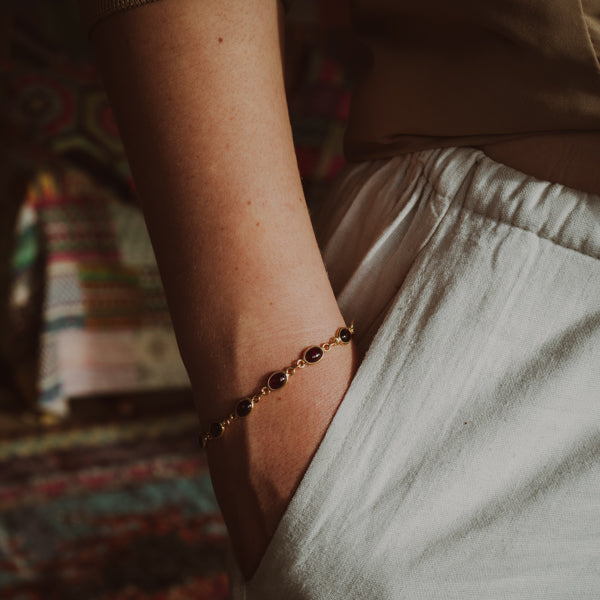 Oval Labradorite Gold Bracelet