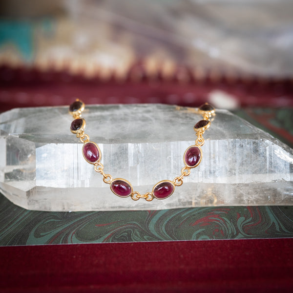Oval Garnet Gold Bracelet