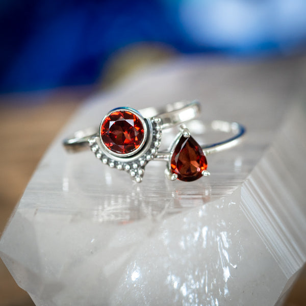 Dainty Tear Garnet Ring