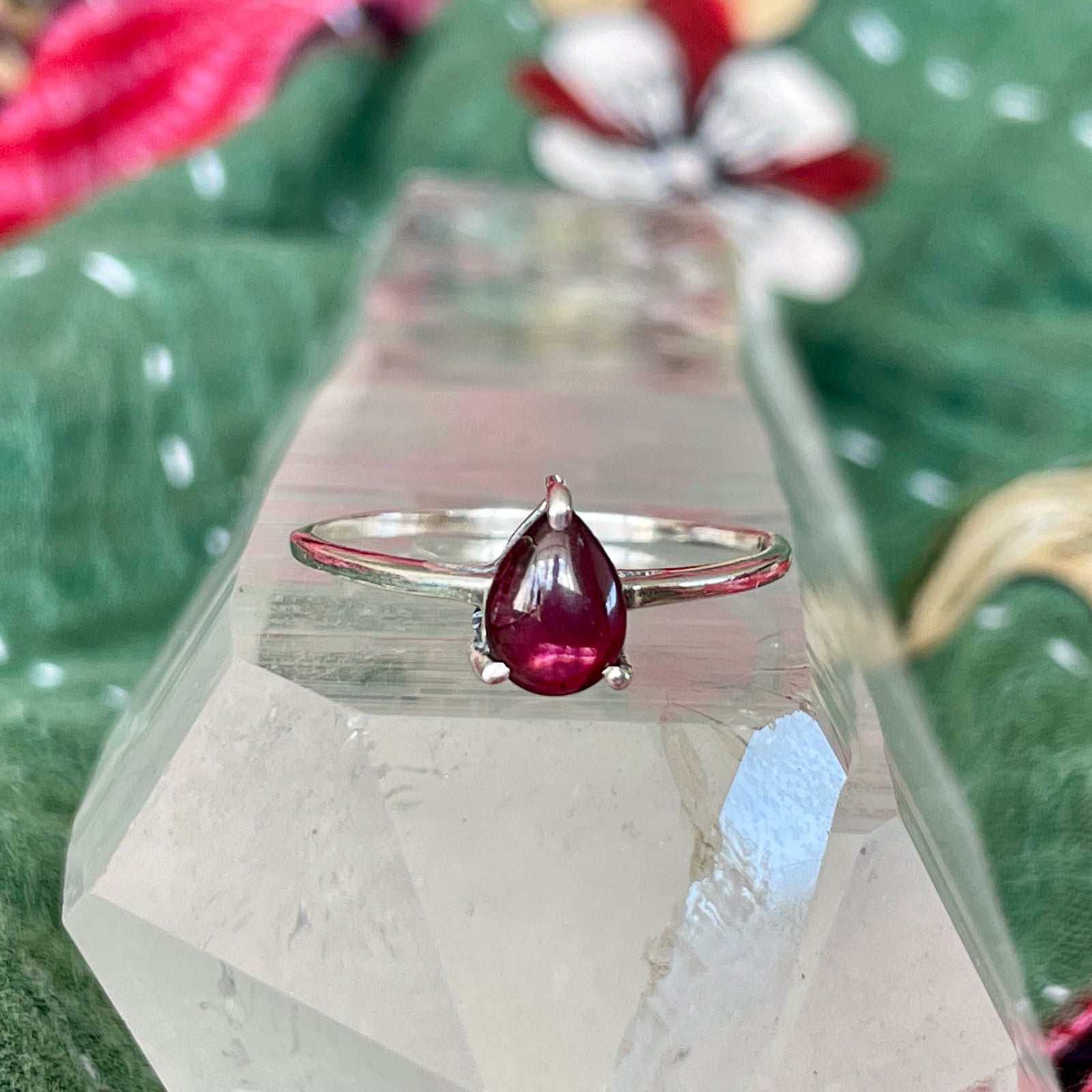Tear Drop Garnet Ring
