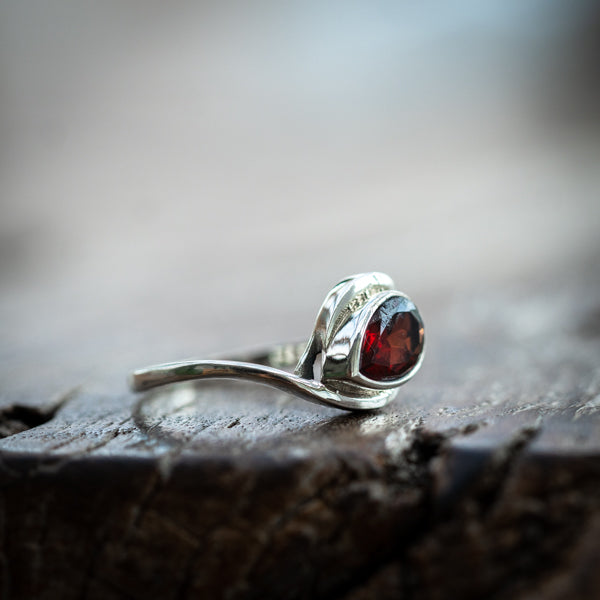 Garnet Pear Ring