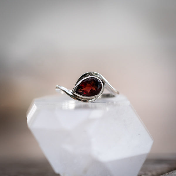 Garnet Pear Ring