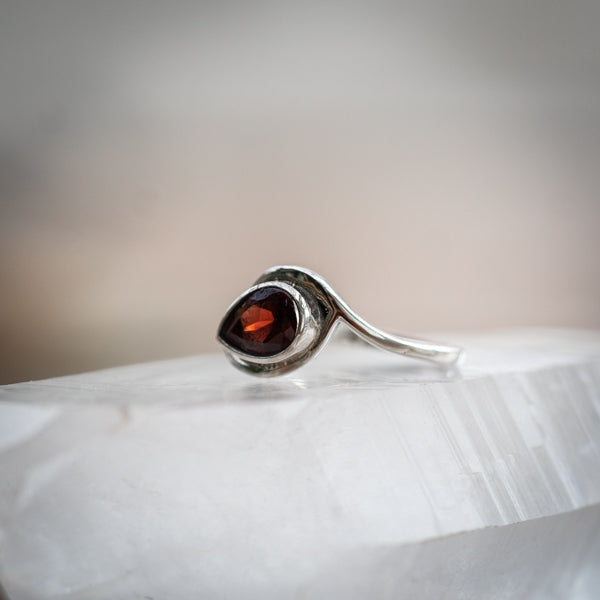 Garnet Pear Ring