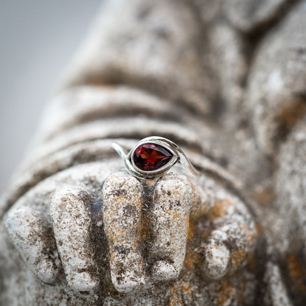 Garnet Pear Ring