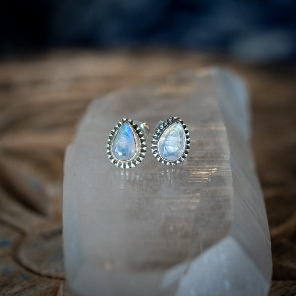Rainbow Cutstone Pear Studs