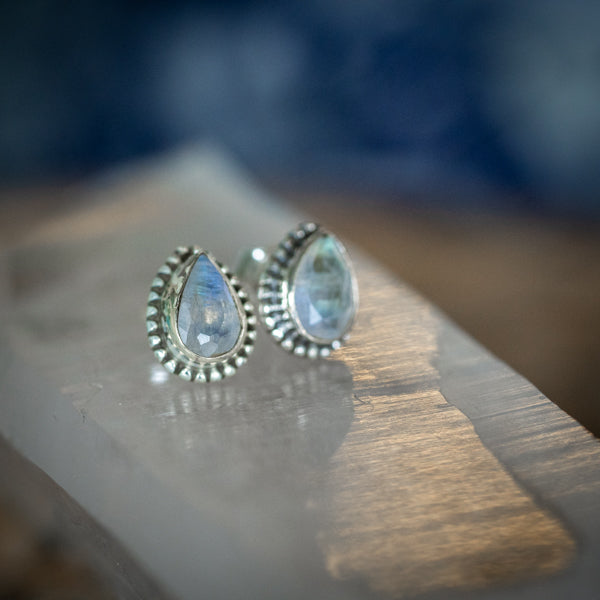 Rainbow Cutstone Pear Studs