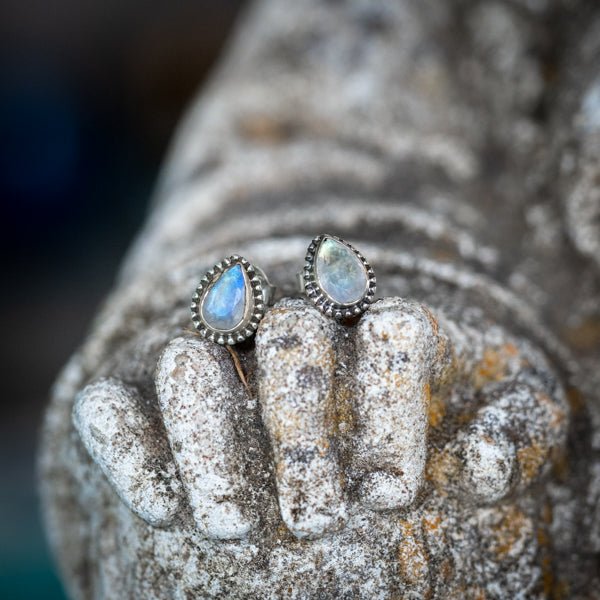 Rainbow Cutstone Pear Studs