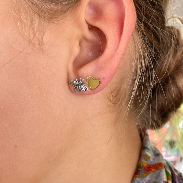 Gold Heart Stud Earrings