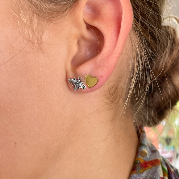 Gold Heart Stud Earrings