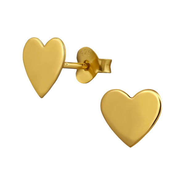 Gold Heart Stud Earrings
