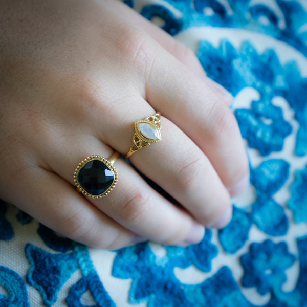Gold Celtic Moonstone Ring