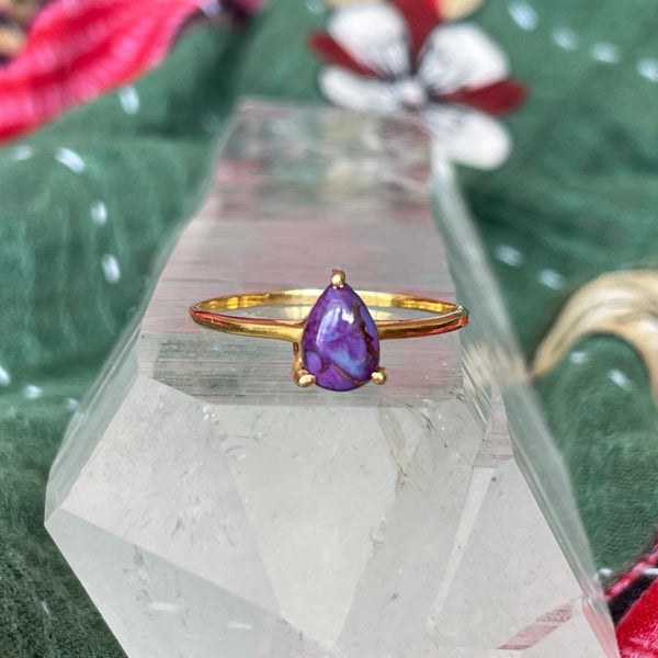 Gold Purple Copper Turquoise Ring