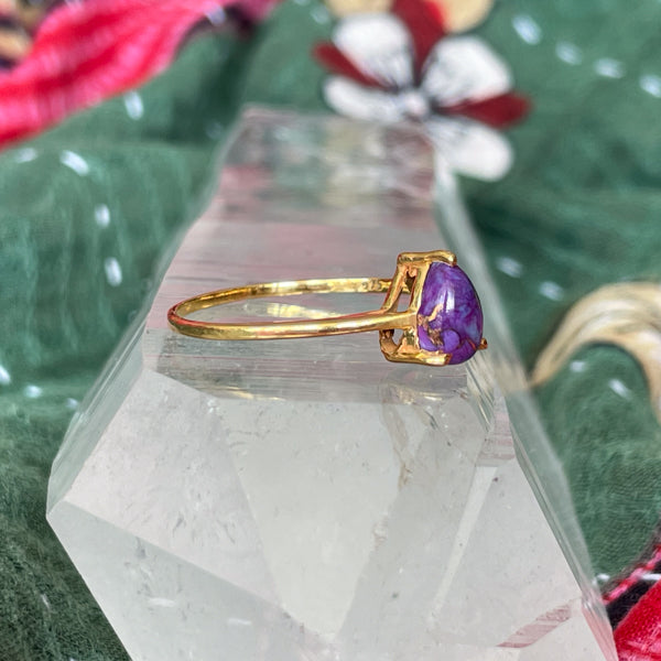 Gold Purple Copper Turquoise Ring
